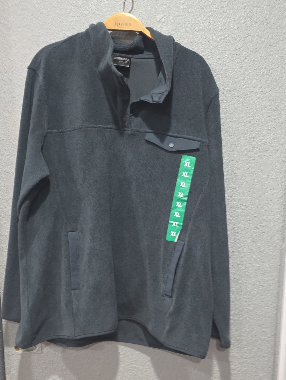 32 Degrees Men's Dark Gray Quarter-Snap Fleece Pullover with Hood